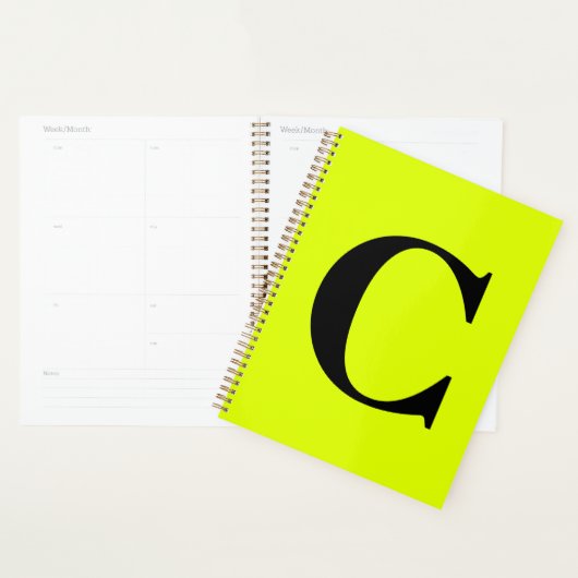 Chartreuse Fluorante Jaune Neon Nom du monogramme (Devant avec enveloppe)