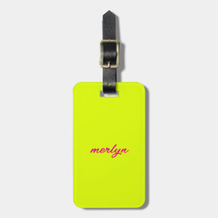 Chartreuse Geel Roze Aangepaste Naam Gift Favoriet Bagagelabel