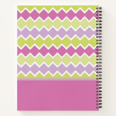 Chartreuse geel roze gepersonaliseerd notitieboek (Achterkant)