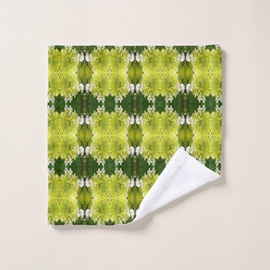 Chartreuse Green Abstract Hydrangea Blooms Patroon Bad Handdoek (Wasdoekje)