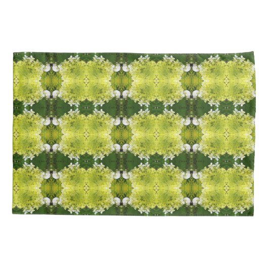 Chartreuse Green Abstract Hydrangea Blooms Patroon Kussensloop (Achterkant)
