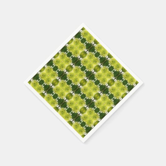 Chartreuse Green Abstract Hydrangea Blooms Patroon Servet (Hoek)