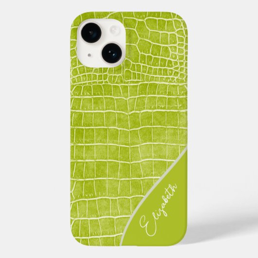 Chartreuse Green Crocodile Personalized Case-Mate iPhone Case (Achterkant)