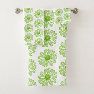 Chartreuse Green Daisy Print, Hippie Flower Print