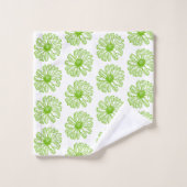 Chartreuse Green Daisy Print, Hippie Flower Print Bad Handdoek (Wasdoekje)