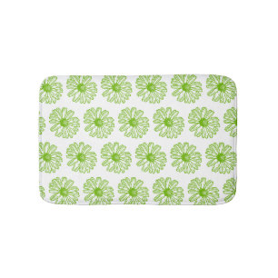 Chartreuse Green Daisy Print, Hippie Flower Print Badmat