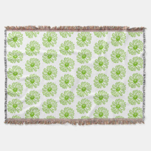 Chartreuse Green Daisy Print, Hippie Flower Print Deken