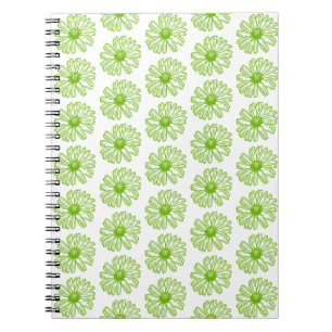Chartreuse Green Daisy Print, Hippie Flower Print Notitieboek