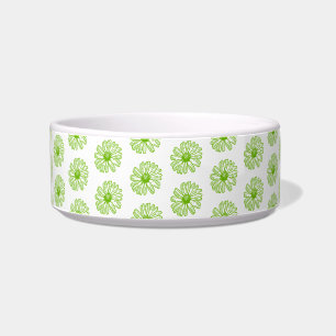 Chartreuse Green Daisy Print, Hippie Flower Print Voerbakje