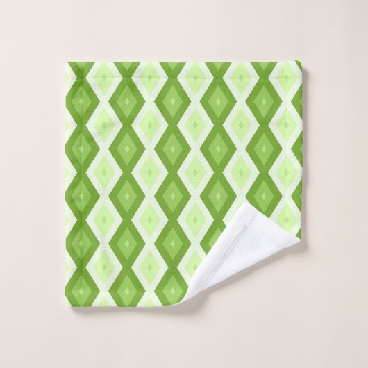 Chartreuse green diamond pattern (Gant de toilette)