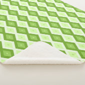 Chartreuse green diamond pattern sherpa deken (3/4)