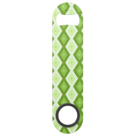 Chartreuse green diamond pattern speed flessenopener (Voorkant)