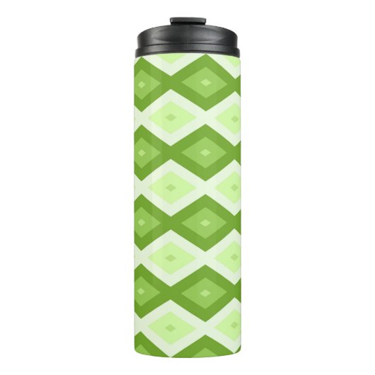 Chartreuse green diamond pattern thermosbeker (Voorkant)