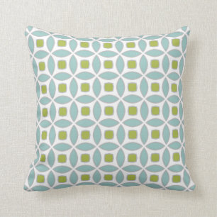 Chartreuse Green en Eggshell Blue Metro Pattern Kussen