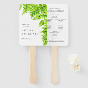 Chartreuse Green Fern verlaat bruiloft in Woodland Handwaaier