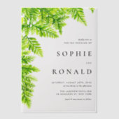 Chartreuse Green Fern verlaat bruiloft in Woodland Vellum Uitnodigingen (Voorkant)