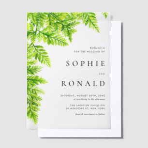Chartreuse Green Fern verlaat bruiloft in Woodland Vellum Uitnodigingen