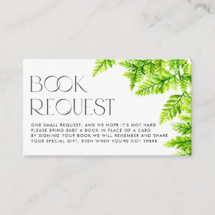 Chartreuse Green Ferns Baby shower Boek aanvraag Informatiekaartje