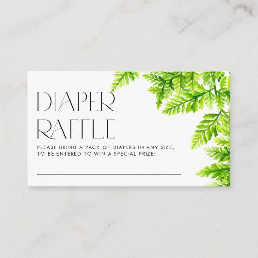 Chartreuse Green Ferns Baby shower Luier Raffle Informatiekaartje (Voorkant)