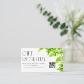 Chartreuse Green Ferns QR Code Trouwregister Informatiekaartje (Staand voorkant)