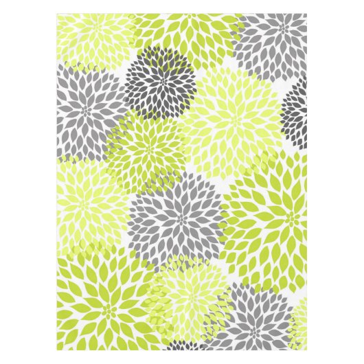 Chartreuse Green Gray Dahlia florale kunst Tafelkleed (Voorkant)