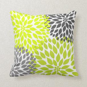 Chartreuse Green Grey Dahlia mod decor soflow Kussen