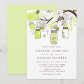 Chartreuse Green Hanging Mason Jars Wedding Kaart (Voorkant / Achterkant)
