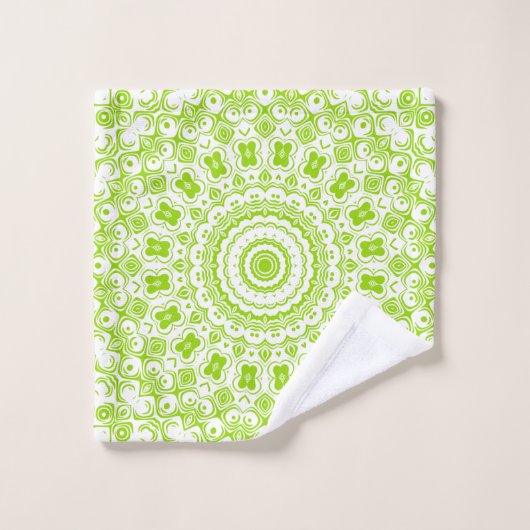 Chartreuse Green Mandala Motif (Gant de toilette)