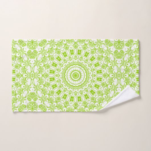 Chartreuse Green Mandala Motif (Serviette à main)