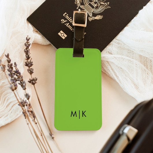 Chartreuse Green | Modern monogram Bagagelabel