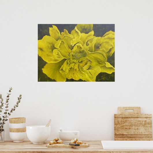 Chartreuse Green Peony Poster (Keuken)