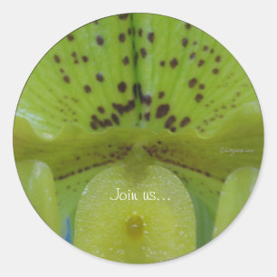 Chartreuse Green Slipper Orchidee Wedding Seals Ronde Sticker