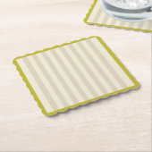Chartreuse grens met neutrale tan strepen kartonnen onderzetters (Gebogen)