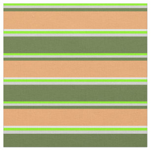 Chartreuse, grijs, olijfgroen, bruin en mint-crème stof