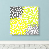Chartreuse Groen en Grijs Dahlia mod decor Canvas Afdruk (Insitu (Houten vloer))