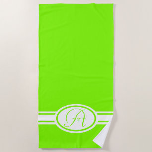 Chartreuse groen monogram strandlaken