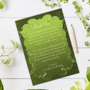 Chartreuse Groene Bruiloft Dank u Kaart