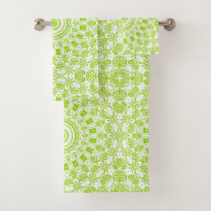 Chartreuse Groene Mandala Patroon Bad Handdoek