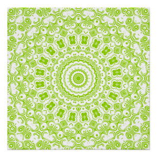 Chartreuse Groene Mandala Patroon Perfect Poster