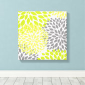 Chartreuse Groene moderne dahlia bloesems kunst aa Canvas Afdruk (Insitu (Houten vloer))