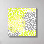 Chartreuse Groene moderne dahlia bloesems kunst aa Canvas Afdruk (Voorkant)