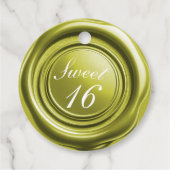 Chartreuse Kaars Wax Seal Drip Sweet 16 Bruiloft Bedankjes Labels (Achterkant)
