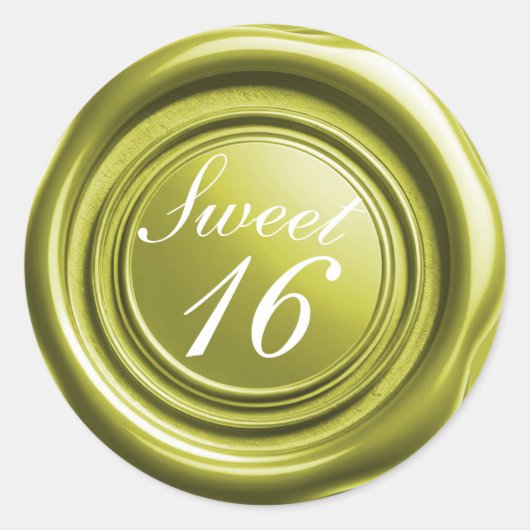 Chartreuse Kaars Wax Seal Drip Sweet 16 Bruiloft Ronde Sticker (Voorkant)