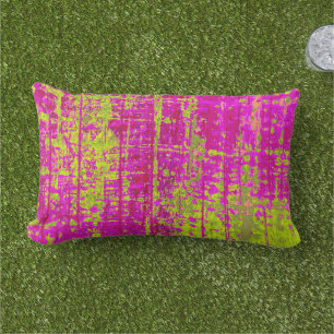 Chartreuse Kiss Pink en Green Abstract Buitenkussen