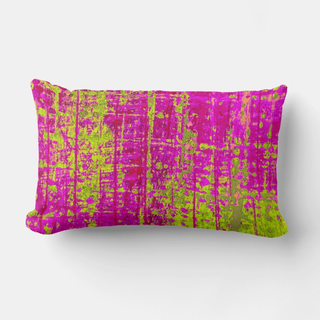 Chartreuse Kiss Pink en Green Abstract Kussen (Voorkant)