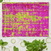 Chartreuse Kiss Pink en Green Abstract Theedoek (Gevouwen)