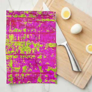 Chartreuse Kiss Pink en Green Abstract Theedoek