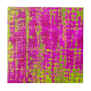 Chartreuse Kiss Pink en Green Abstracte Tegeltje