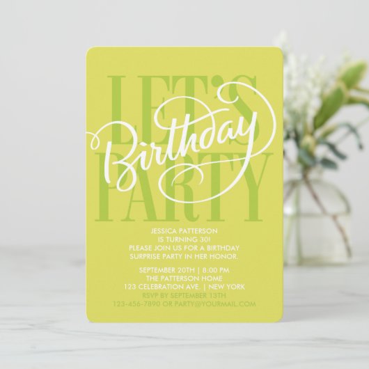 CHARTREUSE LET'S BIRTHDAY PARTY | UITNODIGING (Staand voorkant)