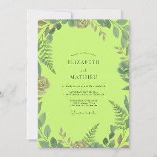 Chartreuse Loof Eucalyptus Bruiloft Kaart